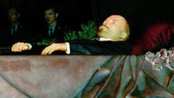 Lenin's body in the Lenin Mausoleum, Moscow